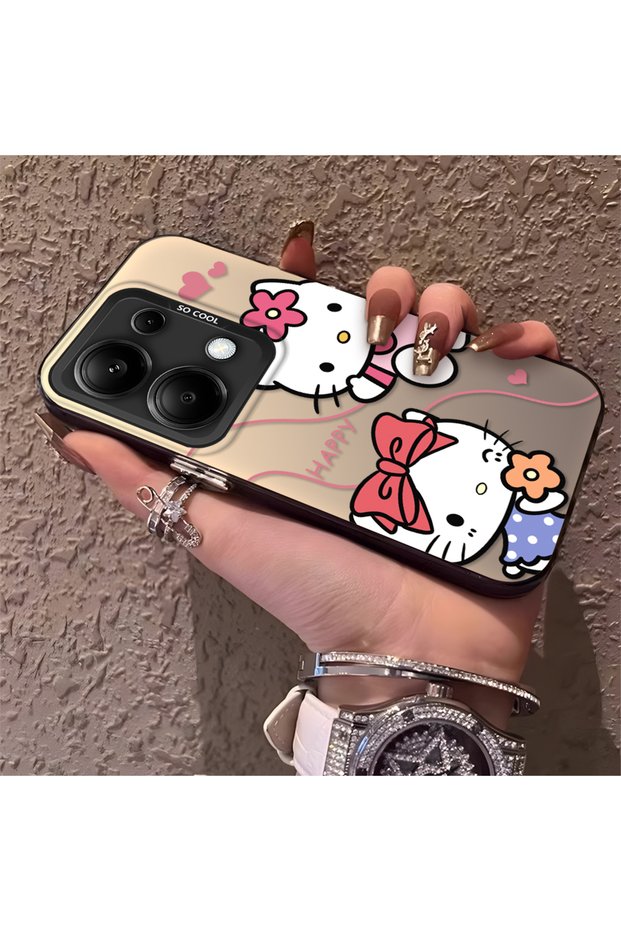 Silicone Edge Hard Back Phone Case Kitty Pattern Compatible with Redmi Note 14S