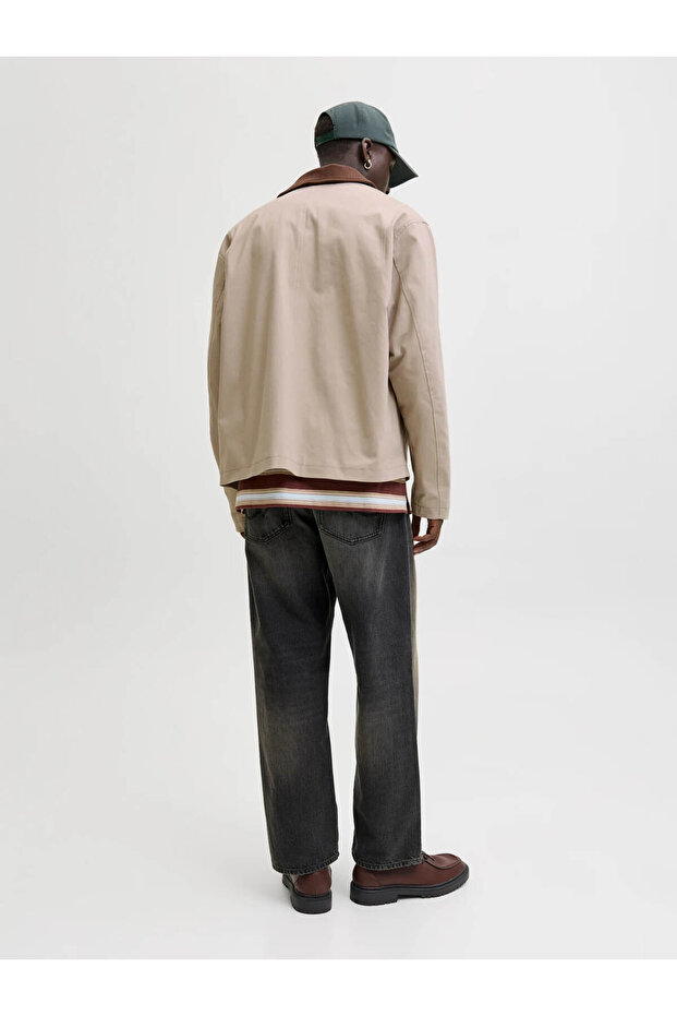 Collar Detailed Beige Men's Jacket 12288889 - 2