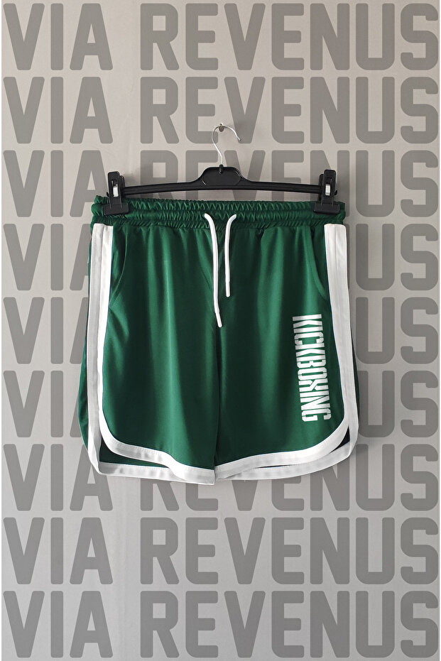 Kickboxing Text Printed Custom Jersey Training Shorts with Piping Detail