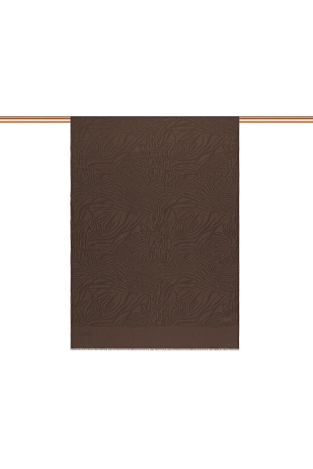 Monogram Shawl - Zebra Pattern - Bitter Brown - 2