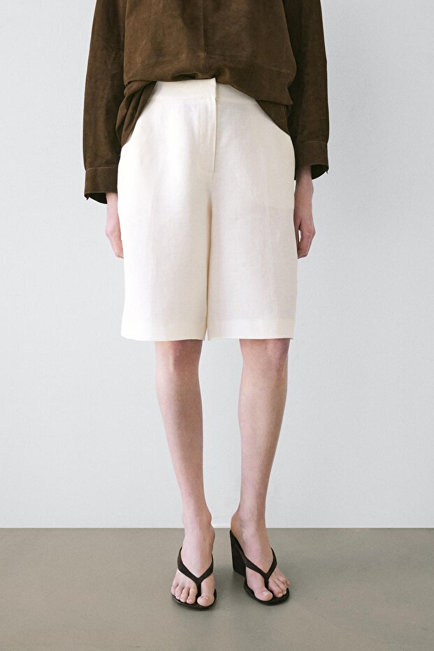 Uzun keten bermuda şort - 2