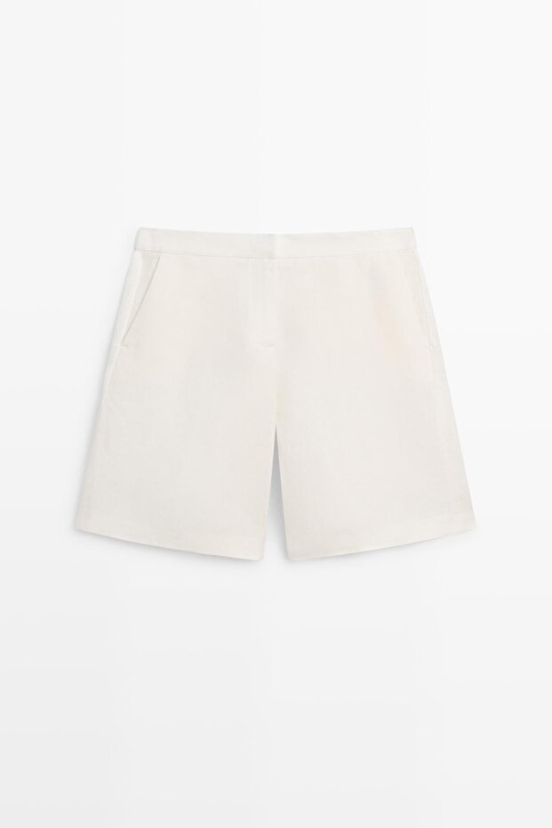 Uzun keten bermuda şort - 5