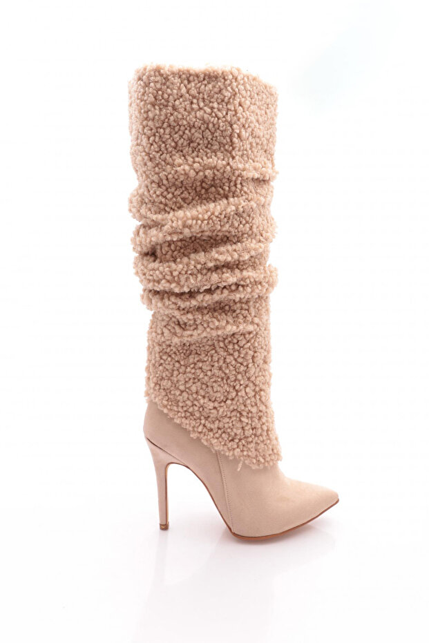 4244-22K Women's Pointed Toe Long Boots with Fur