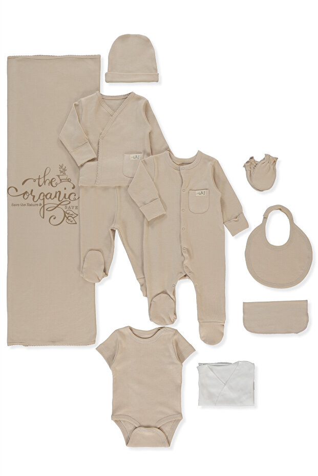 Organic Reported Interlock Zibin Set 10 Pieces (Organic Be Nature) Beige