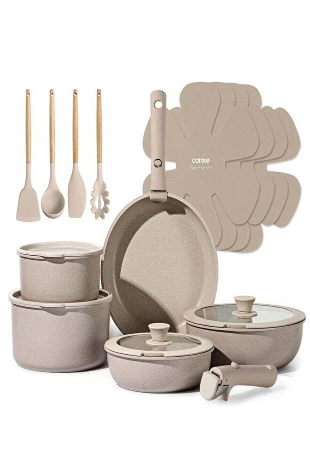19pcs Pots and Pans Set Non Stick, Nonstick Cookware Set Detachable Handle, Induction Kitchen