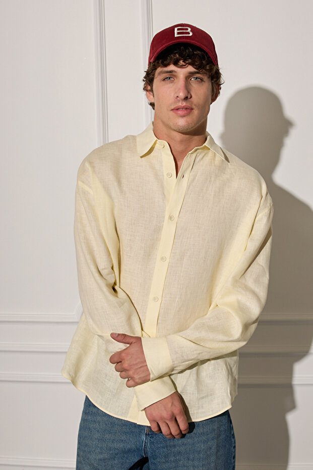 %100 Keten Basic Gömlek - 2