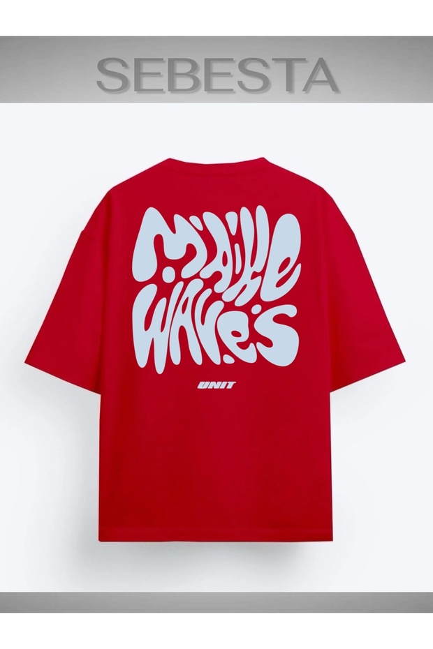 تي شيرت مطبوع عليه Make Waves مقاس كبير الحجم