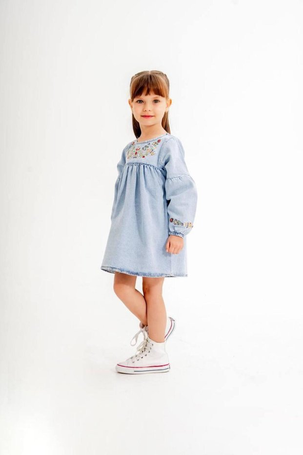 Girl's Embroidered Denim Dress Long Sleeve Casual Jean Dress-Jlb-098