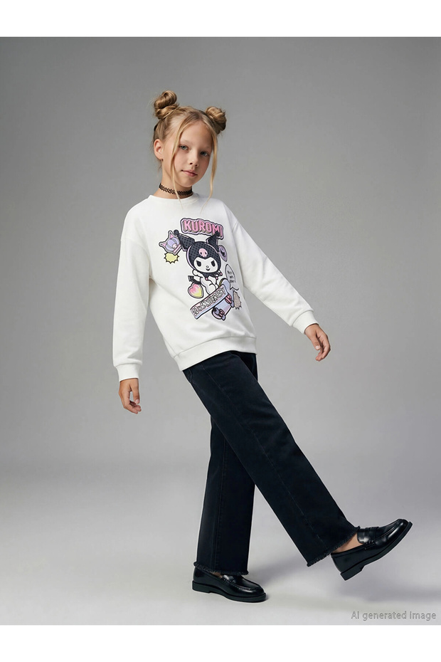Lcw Kids Black Wideleg Girls' Jean Pants