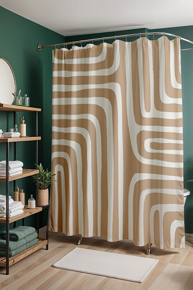 Bathroom Curtain, Earth Paths Patterned Shower Curtain, Bathtub Curtain 175X200Cm