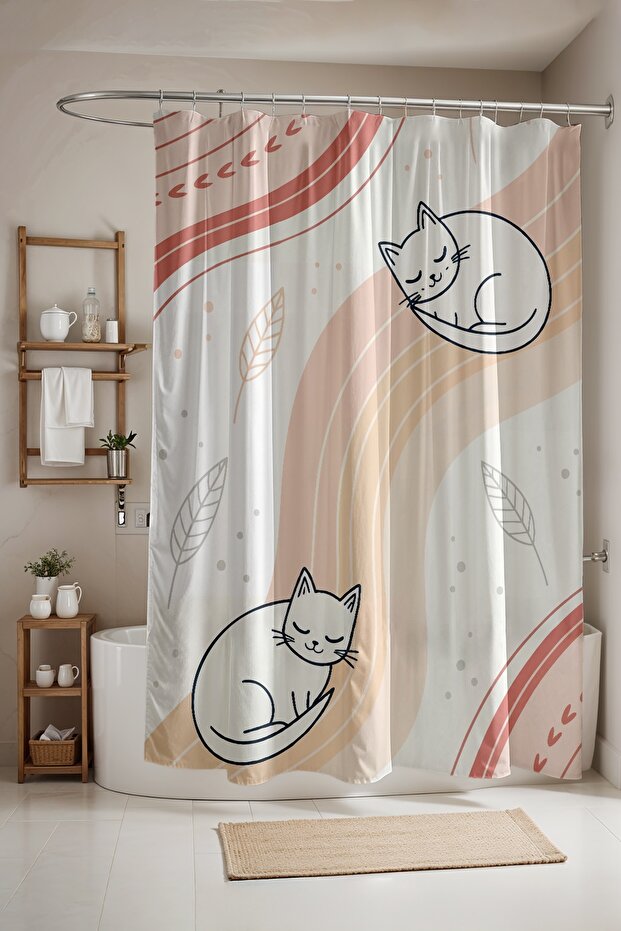 Bathroom Curtain, Nap Time Patterned Shower Curtain, Bathtub Curtain 175X200Cm