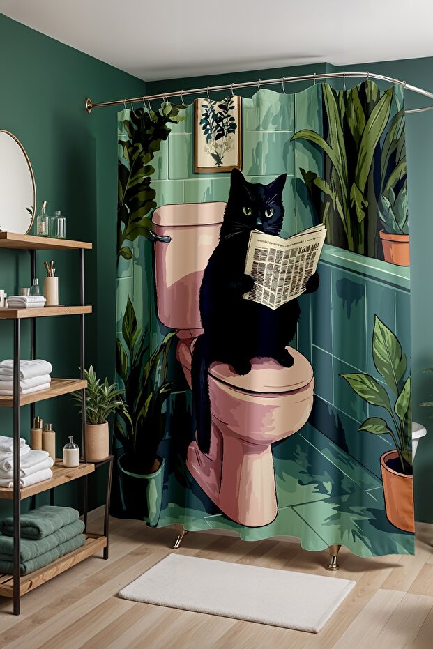 Bathroom Curtain, Enjoyment Time Patterned Shower Curtain, Bathtub Curtain 175X200Cm