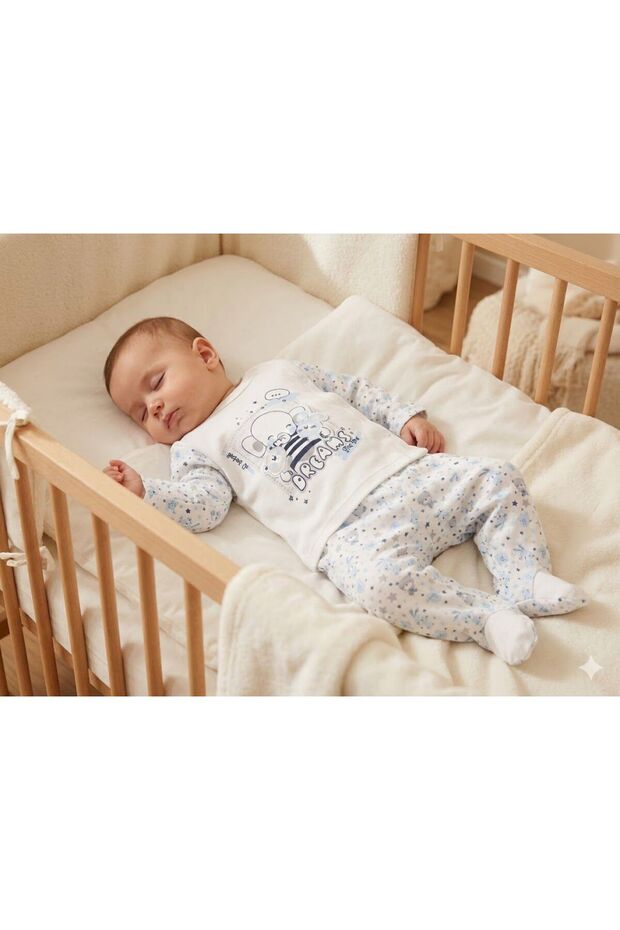 Elbebek Dreams Elephant Patterned 100% Cotton 2 Piece Hospital Discharge Set 400