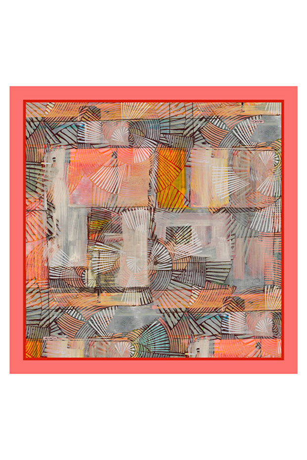 وشاح حريري برتقالي مقاس 90×90