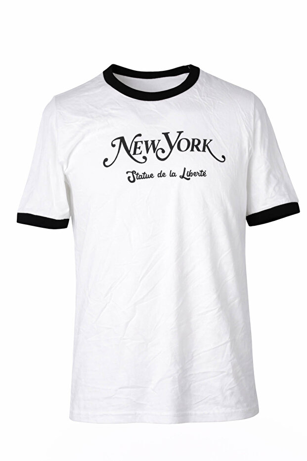 O Neck Ecru Men's T-Shirt 26Ydt1000021