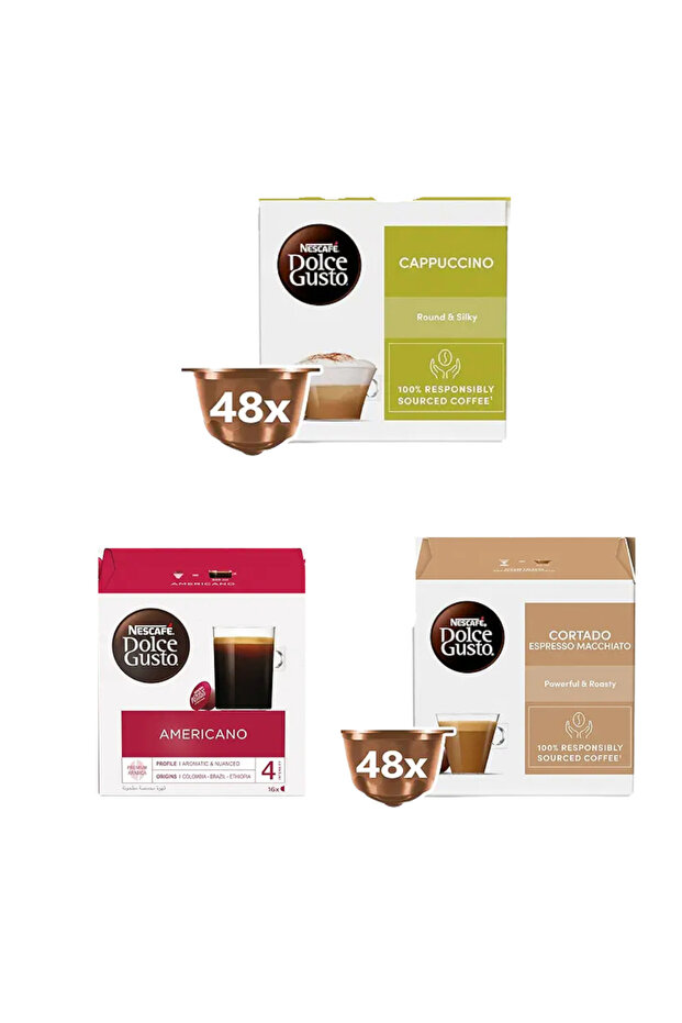 Nescafé Dolce Gusto Capsules 48 Pack | Cappuccino / Americano / Cortado | Coffee Pods Compatible