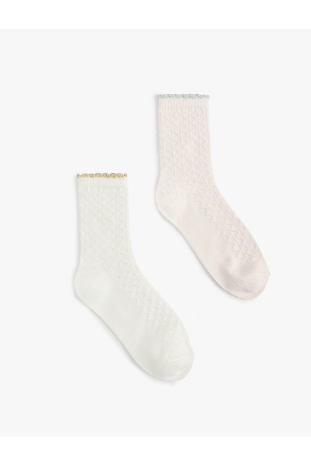 Cotton Blended Textured 2-Piece Socks