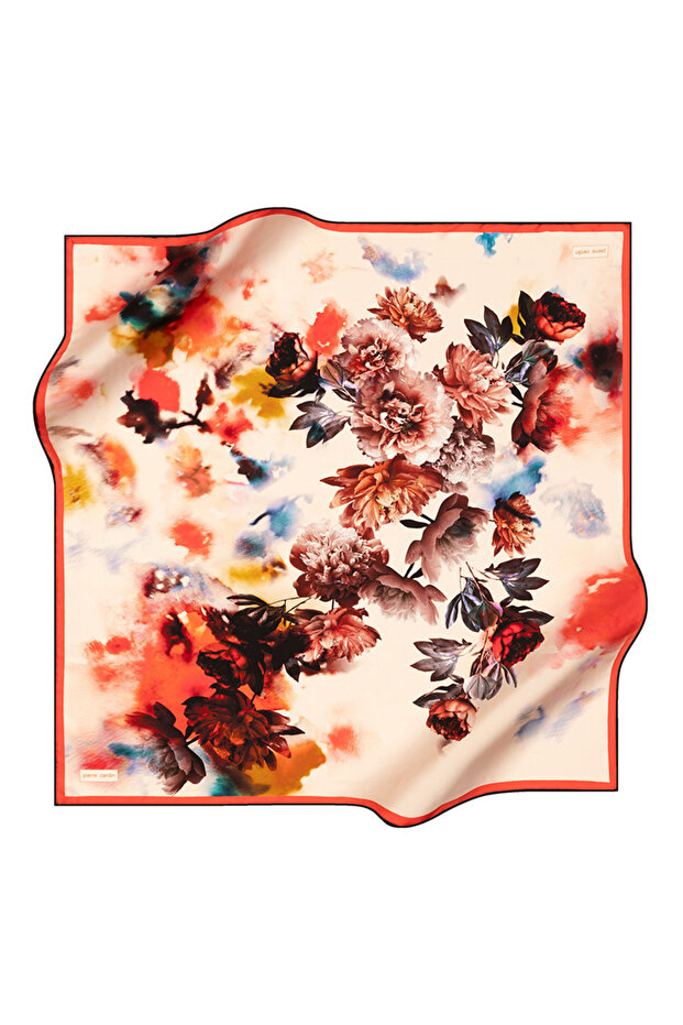 Red 90X90 Silk Crepe Satin Scarf