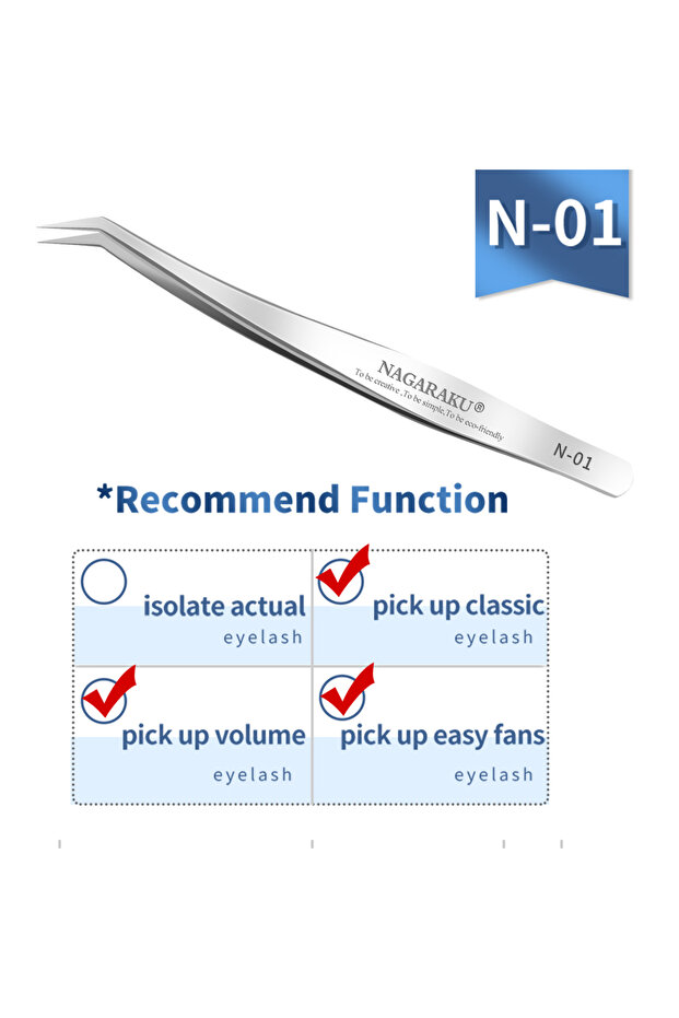 N-01 NAGARAKU Eyelash Extension Tweezers N-01/02/03 Makeup Stainless Steel Eyelash 3D accurate Clip