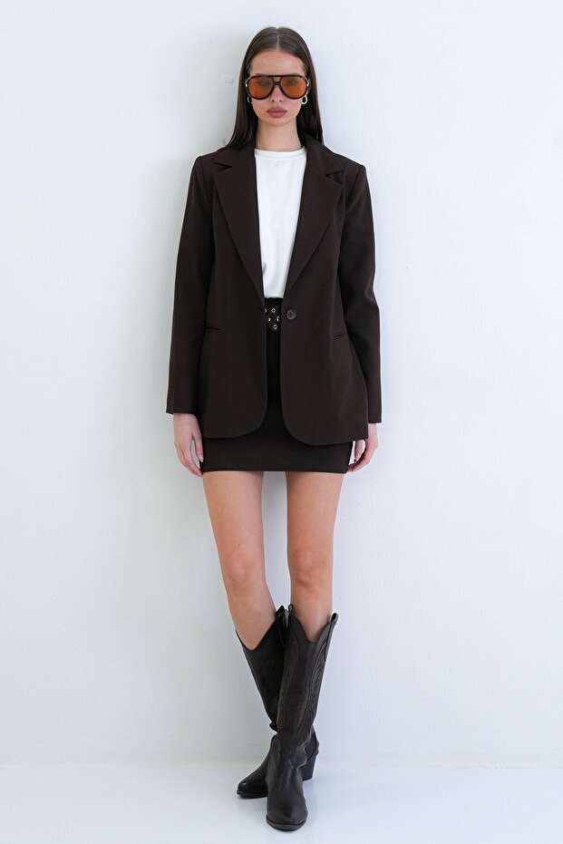 Tek Düğmeli Blazer Ceket - 3