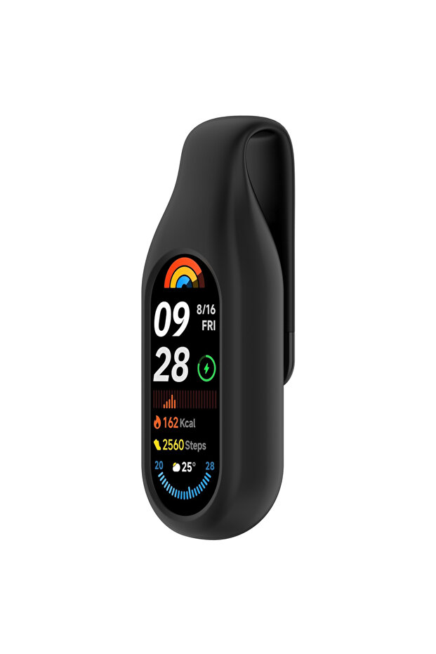 علبة تخزين سيليكون سوداء مزودة بمشبك لساعة Miband 8/9/10، علبة حماية سيليكون للساعة