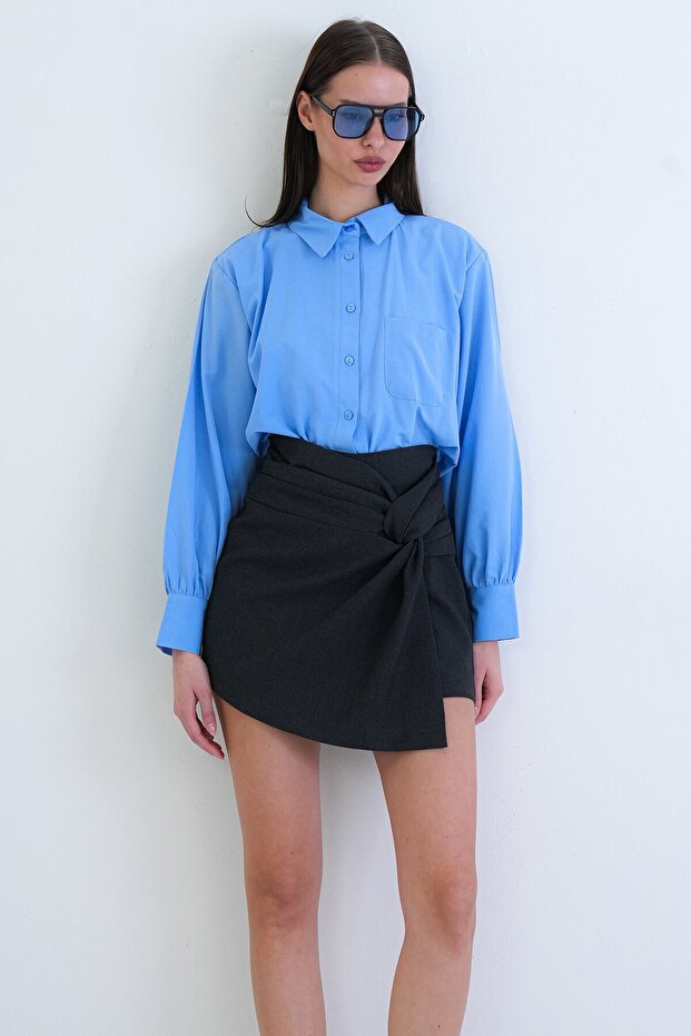 Yüksek Bel Mini Şort Etek - 2