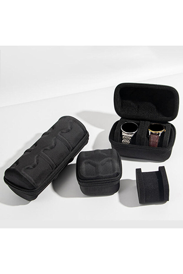 2 slots Black 1Pc EVA Watch Box Travel Roll Case for 1/2/3/4 Watches Storage Watch Protector Organiz