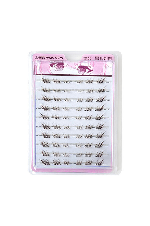 style 7 10 Rows Individual Lashes Clusters Segmented Natural Lash Extension Fox-style Flying False