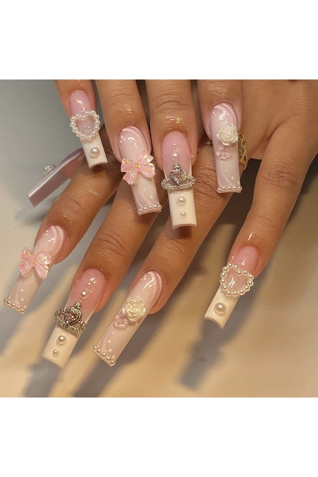 Pink 24PCS One Box Europe and the American Style Extended Wearing French Water Pipe Nail Drill Butt
