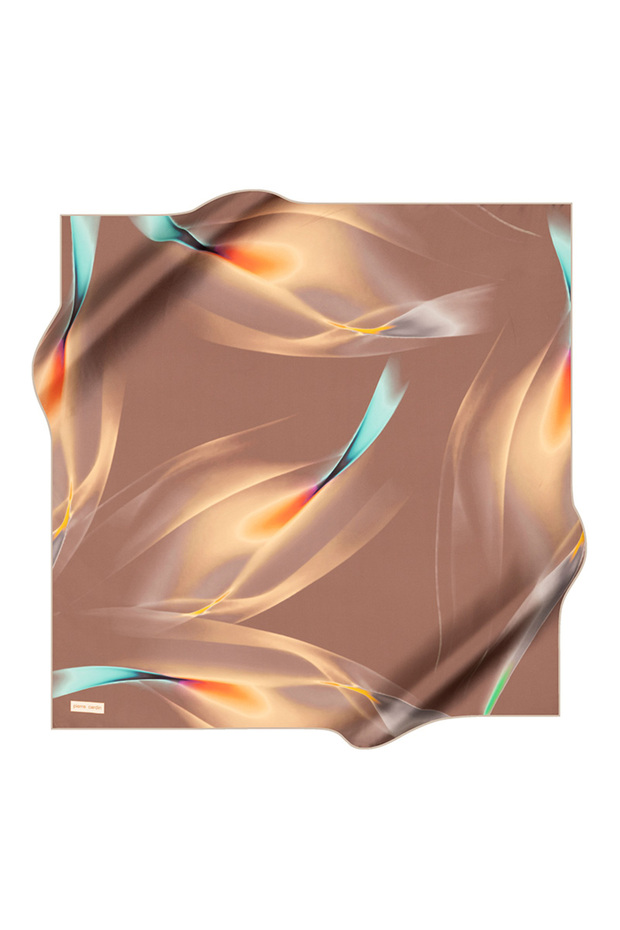 Brown 90X90 Silk Crepe Satin Scarf