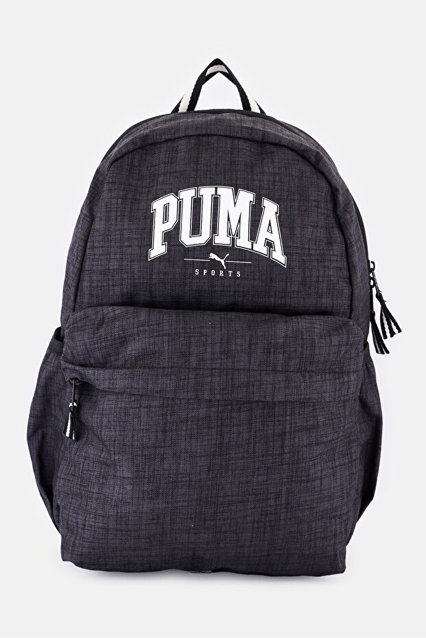 حقيبة ظهر رجالية بشعار ماركة، رمادي داكن - 1