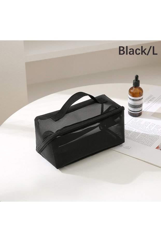 BlackL Mesh Clear Cosmetic Bags Small Large Black Makeup Bag Portable Travel Toiletry Organizer Case