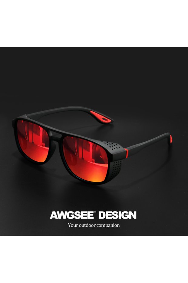 C4 Red Professional Sports Sunglasses - Polarized Windproof UV400 for Cycling Running Outdoor Enthus