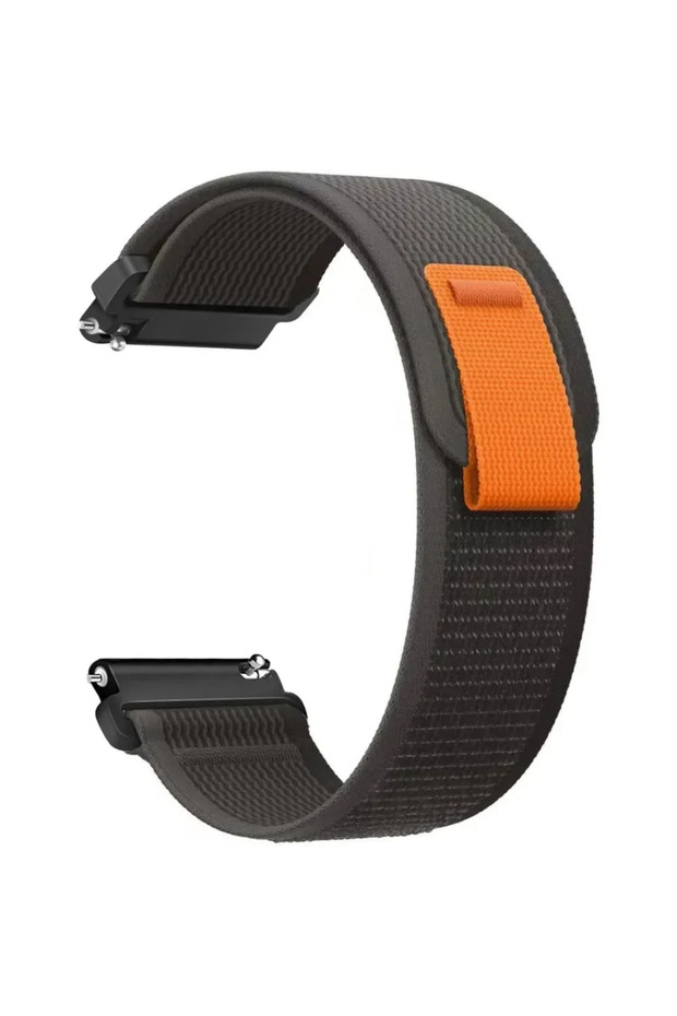 حزام ساعة 22 مم - أسود رمادي، مقاس 20 مم و22 مم، مناسب لساعات 4، 5، 6، 7، من سلسلة Classic Gear S3 Active 2، مصنوع من النايلون بحلقات تثبيت.