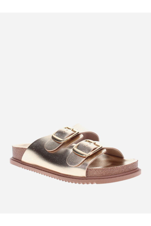 Double Strap Flat Sandals with Buckle