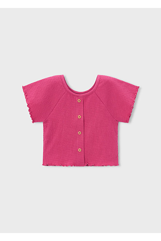 Girl's Button Detailed T-Shirt 3014