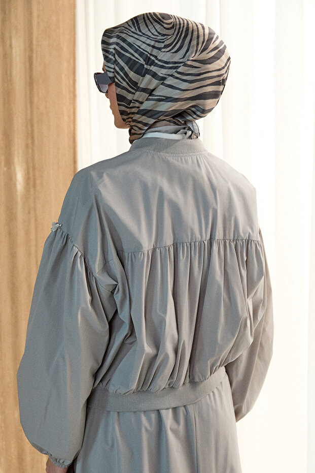 Çiçek Aplikeli Bomber Ceket - 7