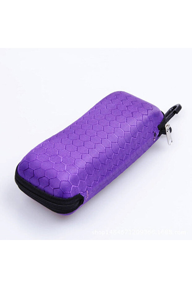 Purple Honeycomb Glasses Case Storage Box Zipper Spectacle Case Sunglasses Case Black Sunglasses Zip