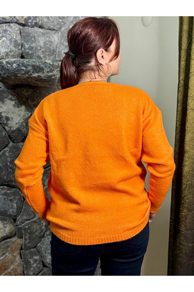 FR2202 سترة أساسية برقبة على شكل حرف V برتقالية - 3