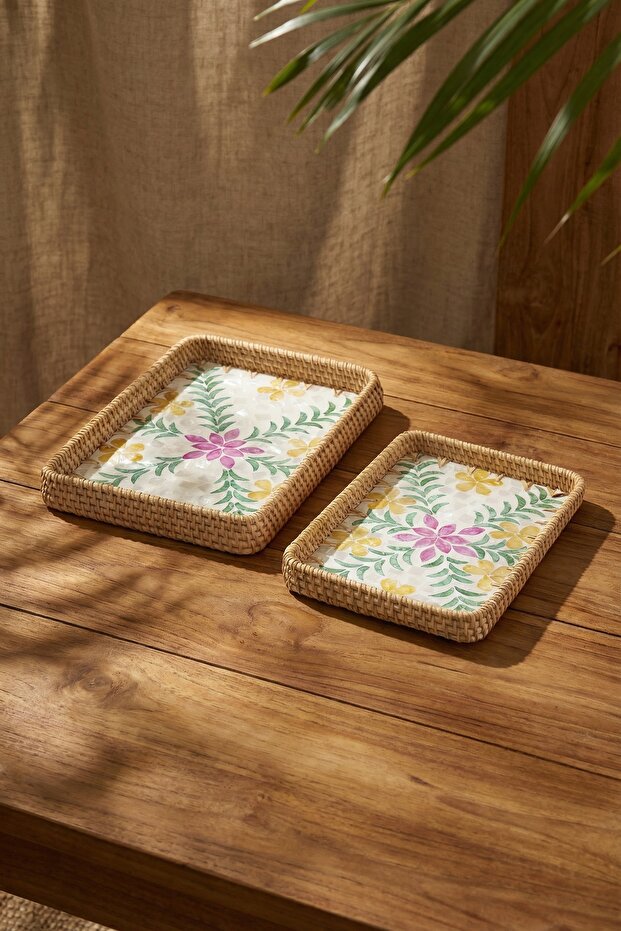 مجموعة صواني تقديم مستطيلة من الخيزران من بالما - 1