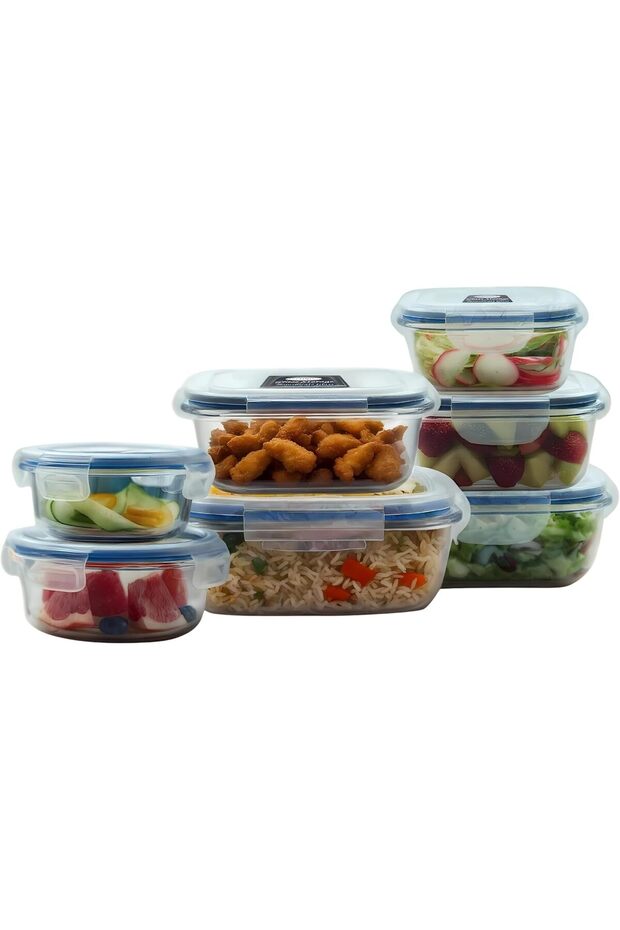 Glass Food Containers, Meal Prep Containers with Leak-Proof Silicone Lids, 7PC, Airtight &
