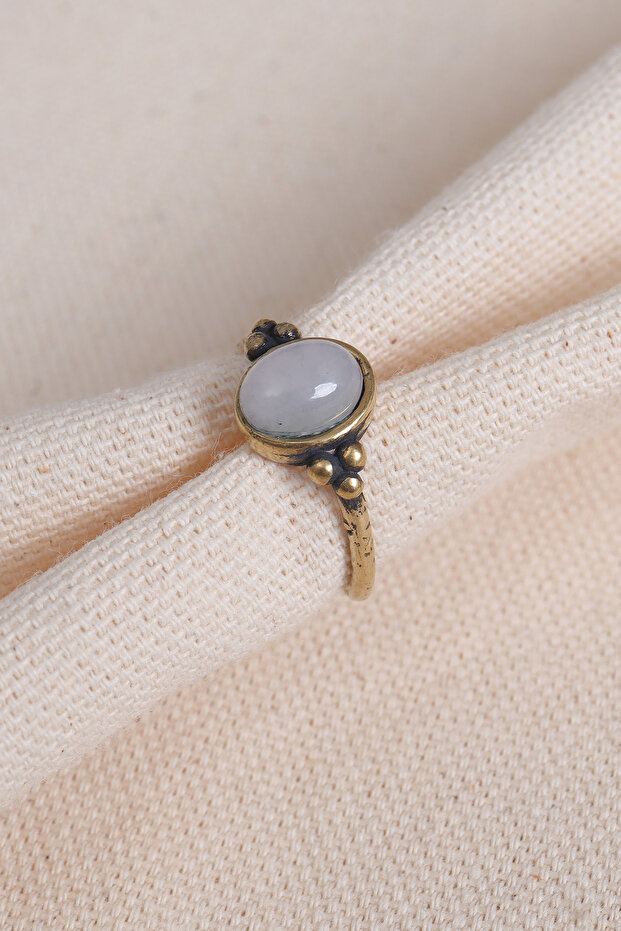 خاتم بيضاوي الشكل من حجر القمر قابل للتعديل - 1