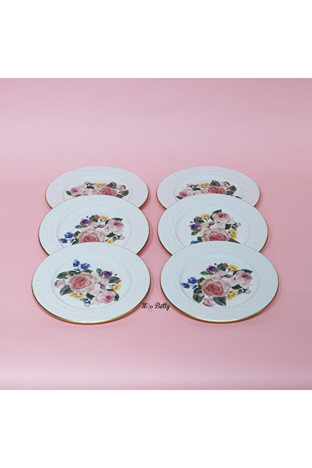 Rose Deluxe Porcelain 6-Piece Cake Plate