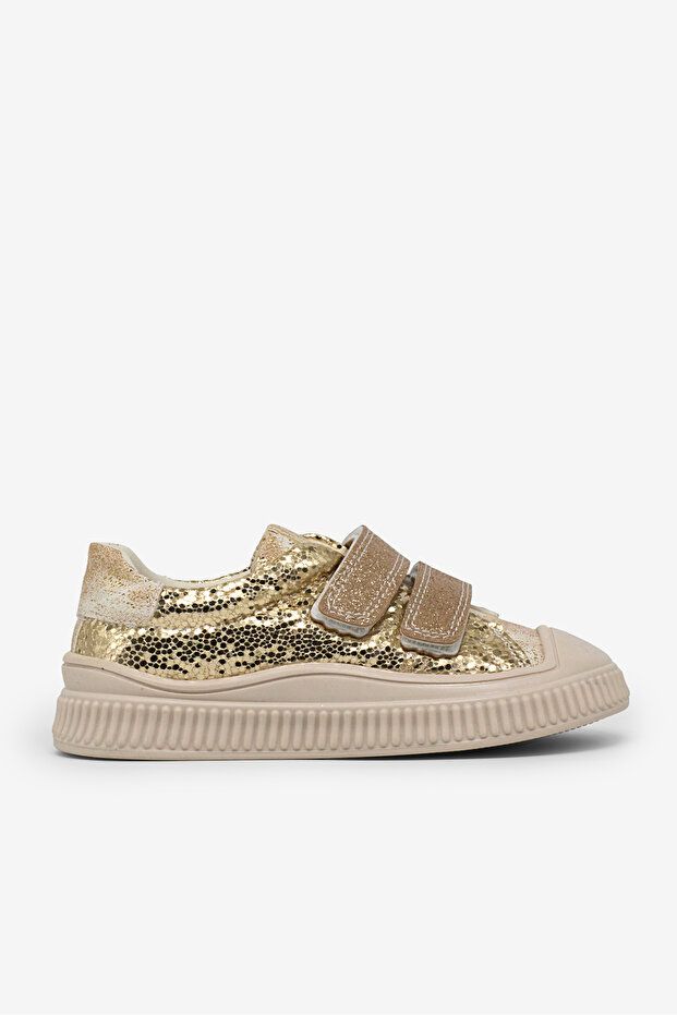 Tonny Black Çocuk Unisex Altın Çocuk Sim Detaylı Cırtlı Rahat Kalıp Sneaker