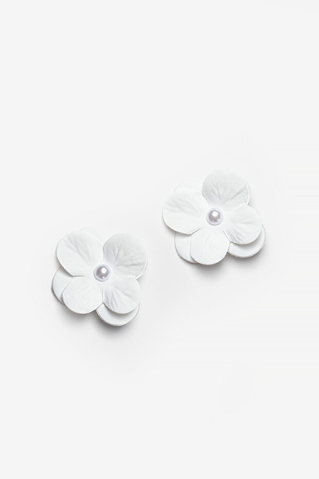 White Pearl Detailed Orchid Girl's Clip Buckle