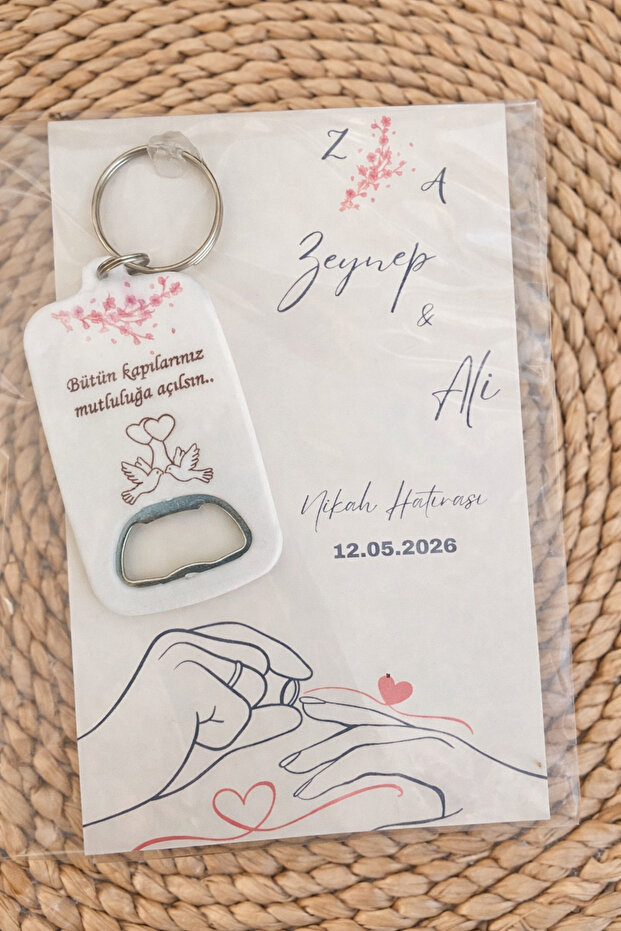 Card, Bag and Heart Opener Keychain Wedding Engagement Promise Request 25 Pieces