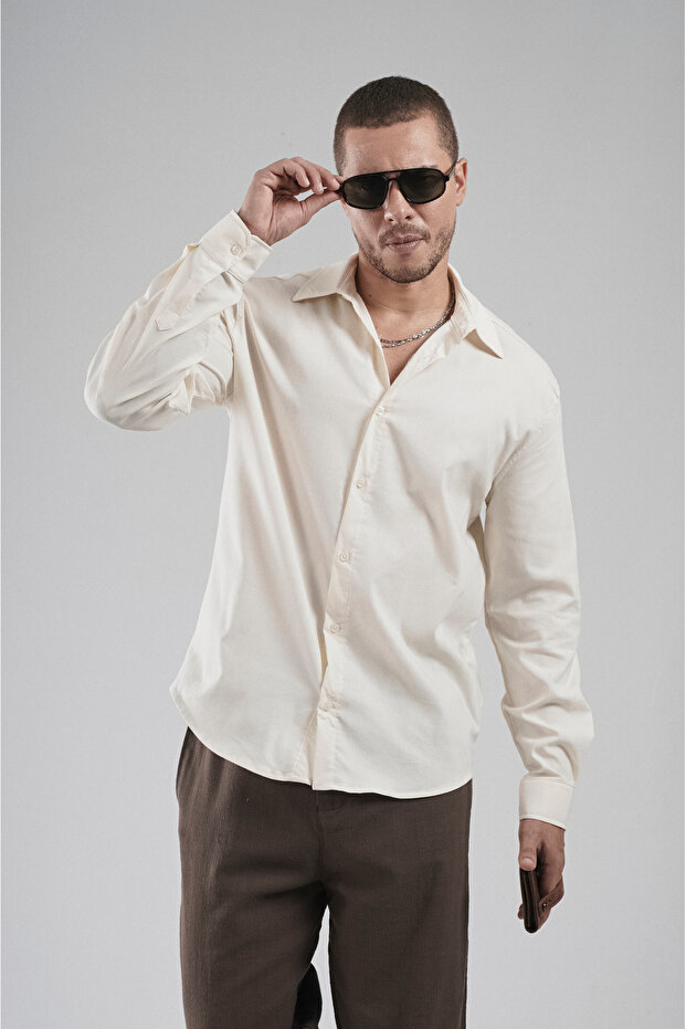 Trend Biz Regular Fit Stretch Cotton Men's Plain Shirt