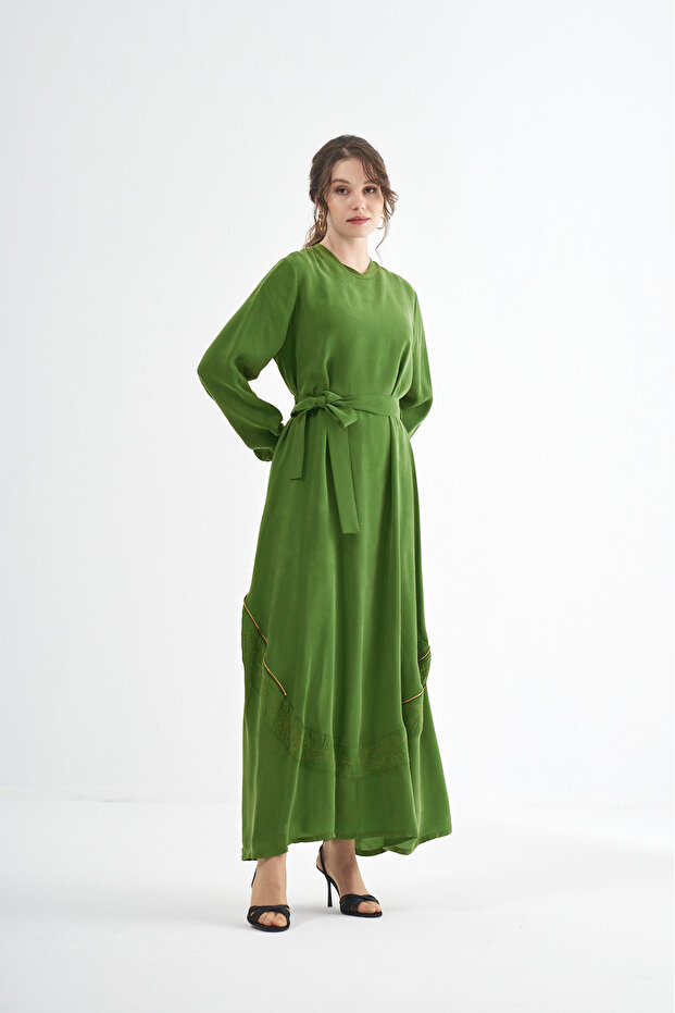 Nakış Detaylı Cupro Elbise - 2