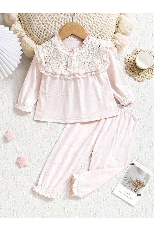 Girls Light Pink Cotton Top and Pyjama Set