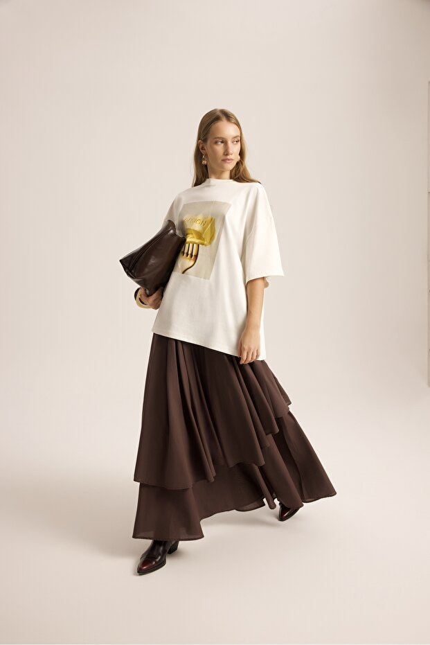 Fork Design Beyaz Oversize T-Shirt - 6